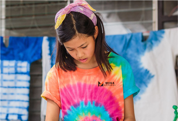 Custom tie dye on fabric